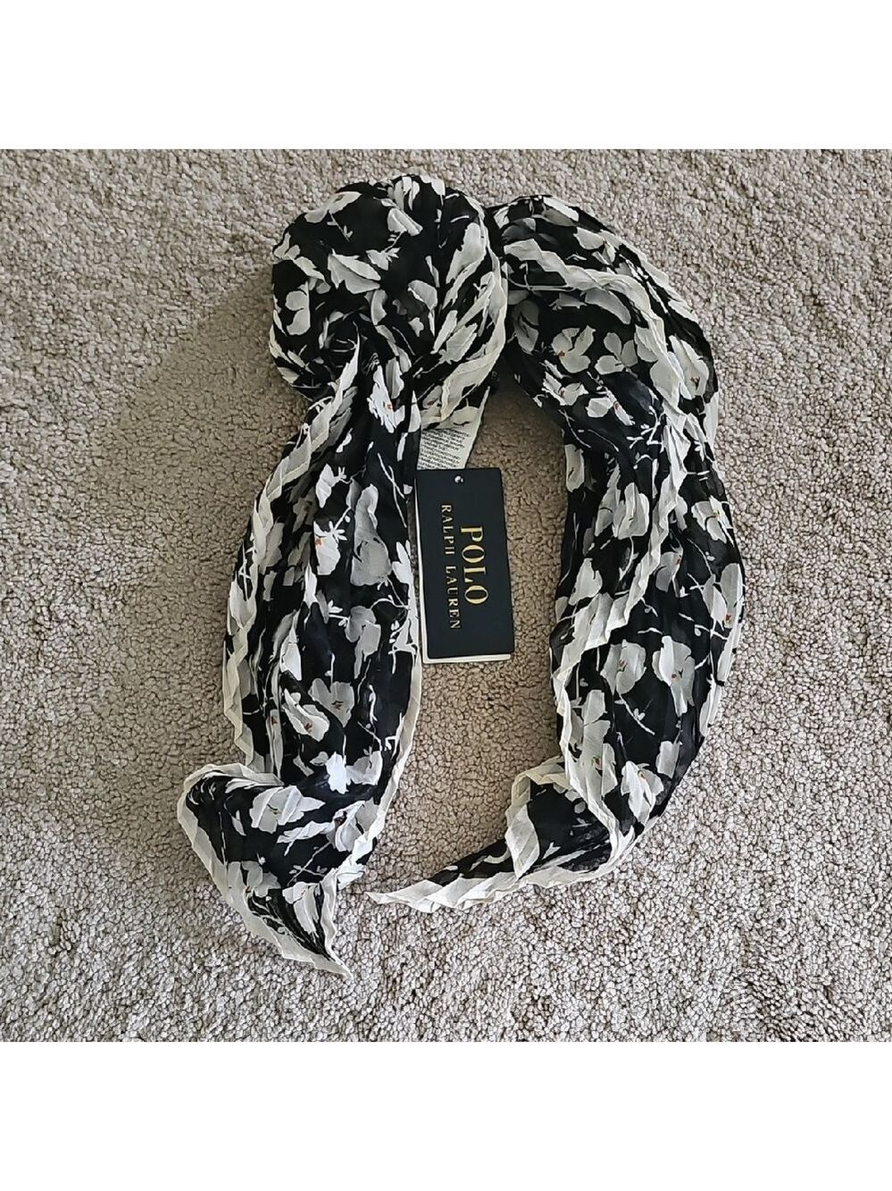 Polo by Ralph Lauren Black and White Animal Print Scarf